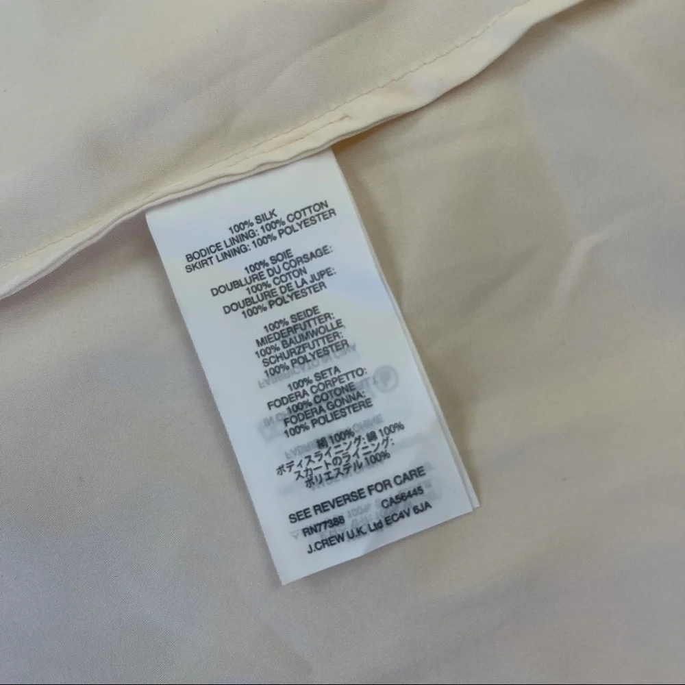 JCrew l 12 Silk Chiffon Pleated Strapless Sweetheart Wedding Bridal Formal Dress